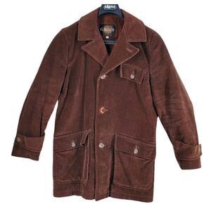 Vtg Grais Corduroy Coat Faux Sherpa Lined Mens 36 Brown USA Made Y2K